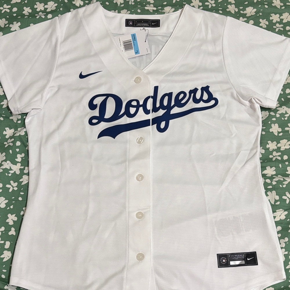 Nike White and Blue Dodgers Jersey
